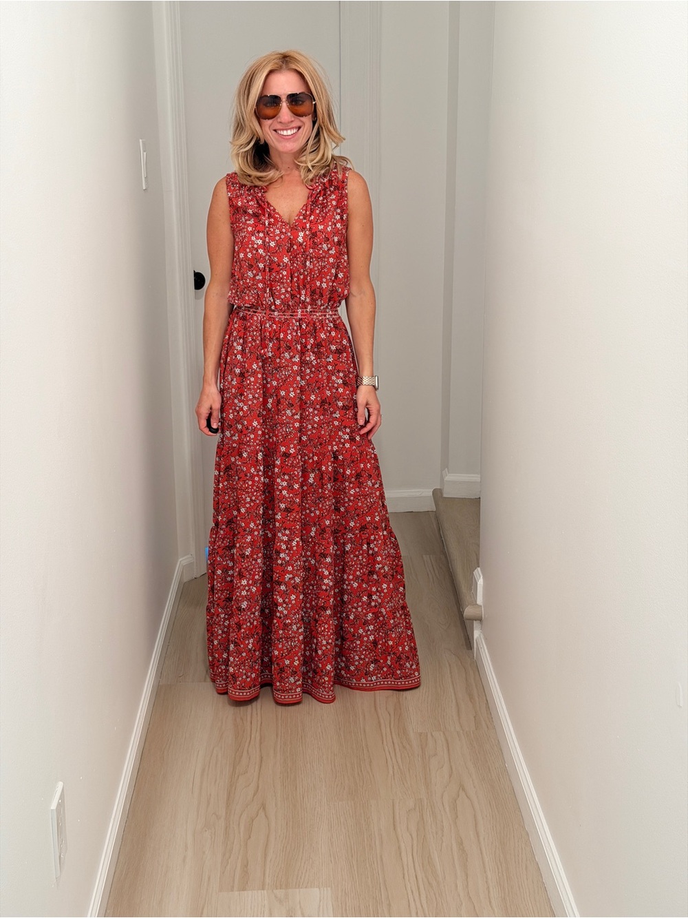 Max Studio Red Floral Maxi Dress
